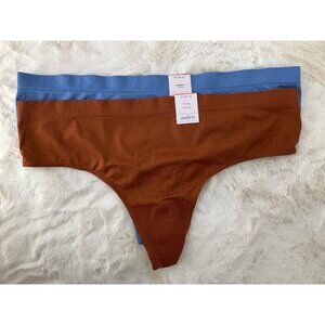 Auden Seamless Thong Womens Plus size 2X (20-22) Blue & Rust New with tags 2 pr